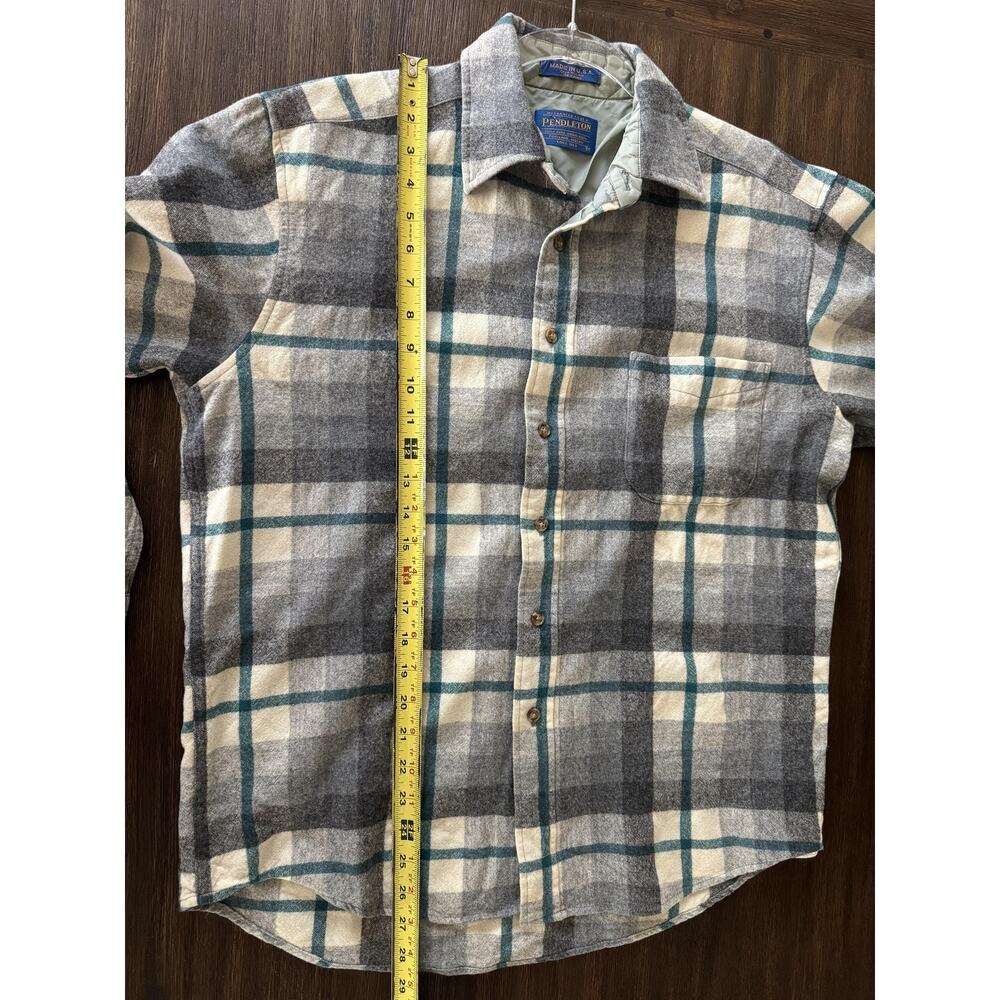 Pendleton Shirt Mens Medium Gray Plaid Wool Flannel Long Sleeve Lined Made USA - Picture 8 of 9